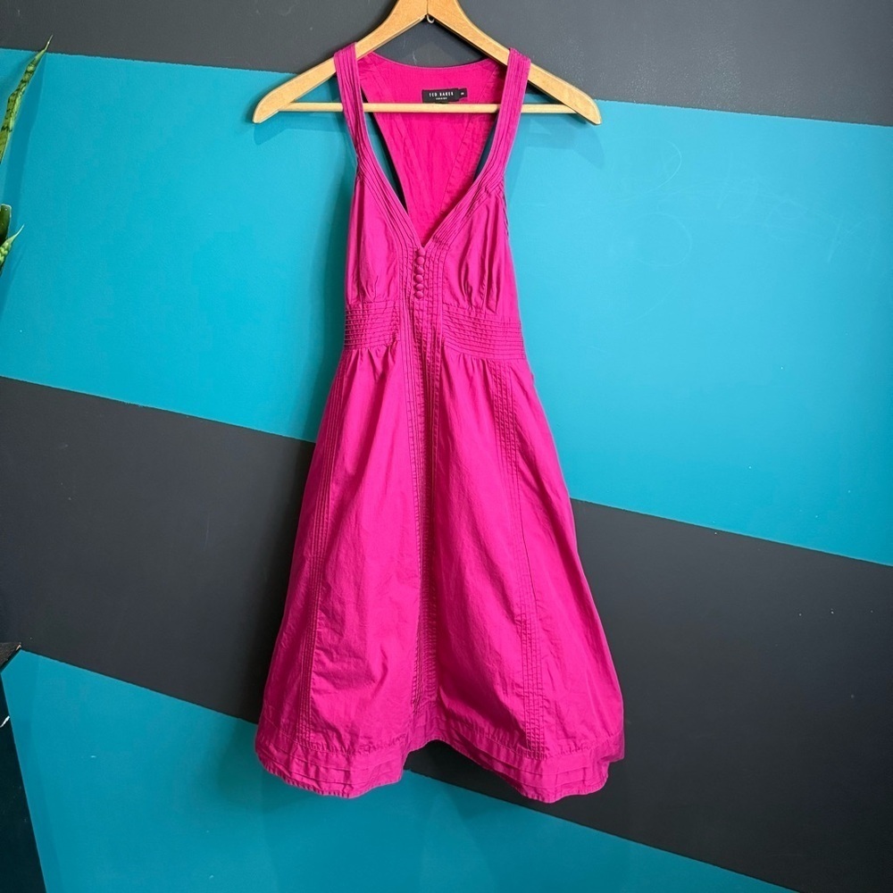 Ted Baker Hot Pink Backless Fit-and-Flare Dress